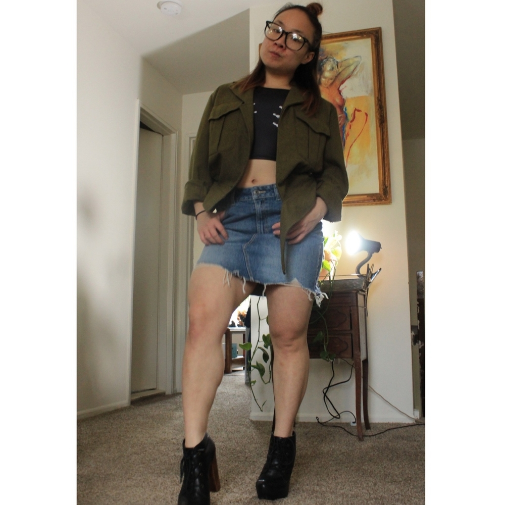 NWT Garage Distressed Denim Skirt